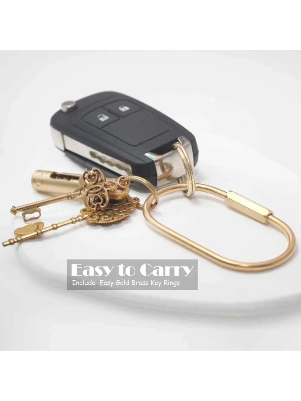 Gold Carabiner Keychain Clip with Lock, Stylish Bag Charms & Key Ring